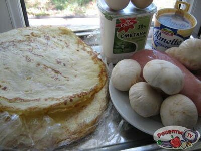 Запеканка с блинами,грибами и... Запеканка с блинами,грибами и...