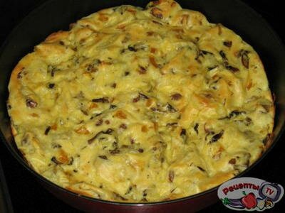 Запеканка в заварном тесте с кабачками и сосисками. Запеканка в заварном тесте с кабачками и сосисками.