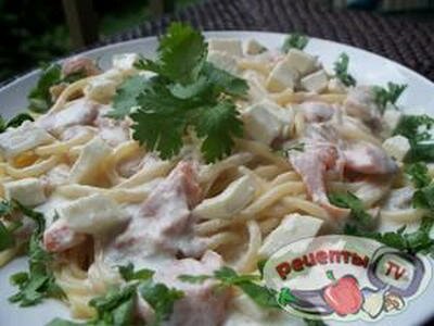 Spaghettis au saumon fume-      !!!